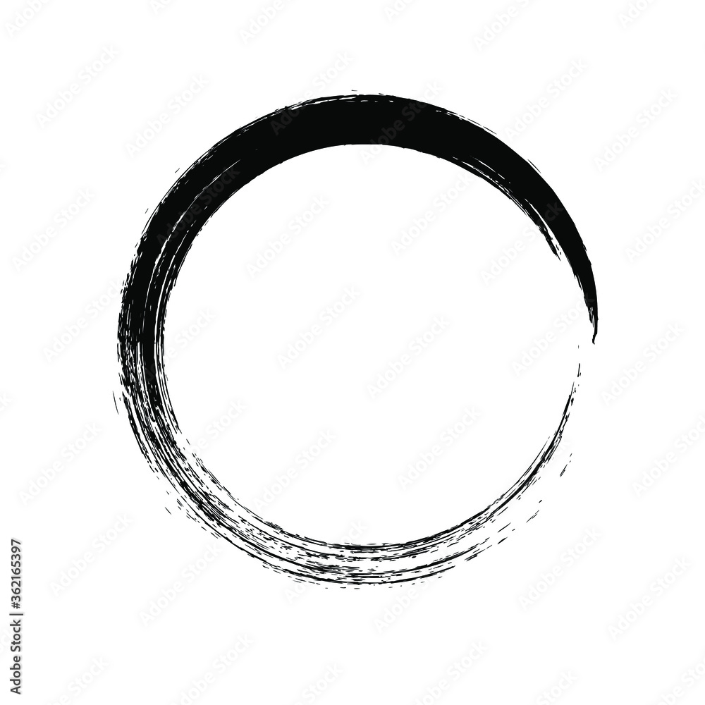 Circle ink brush stroke, black paint round frame, vector illustration. Circle ink brush stroke, black paint round frame, vector illustration.