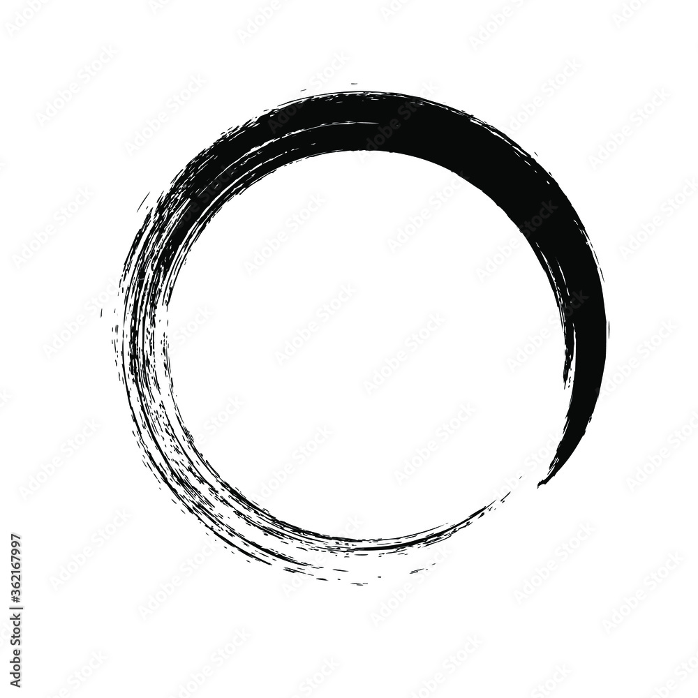 Circle ink brush stroke, black paint round frame, vector illustration. Circle ink brush stroke, black paint round frame, vector illustration.