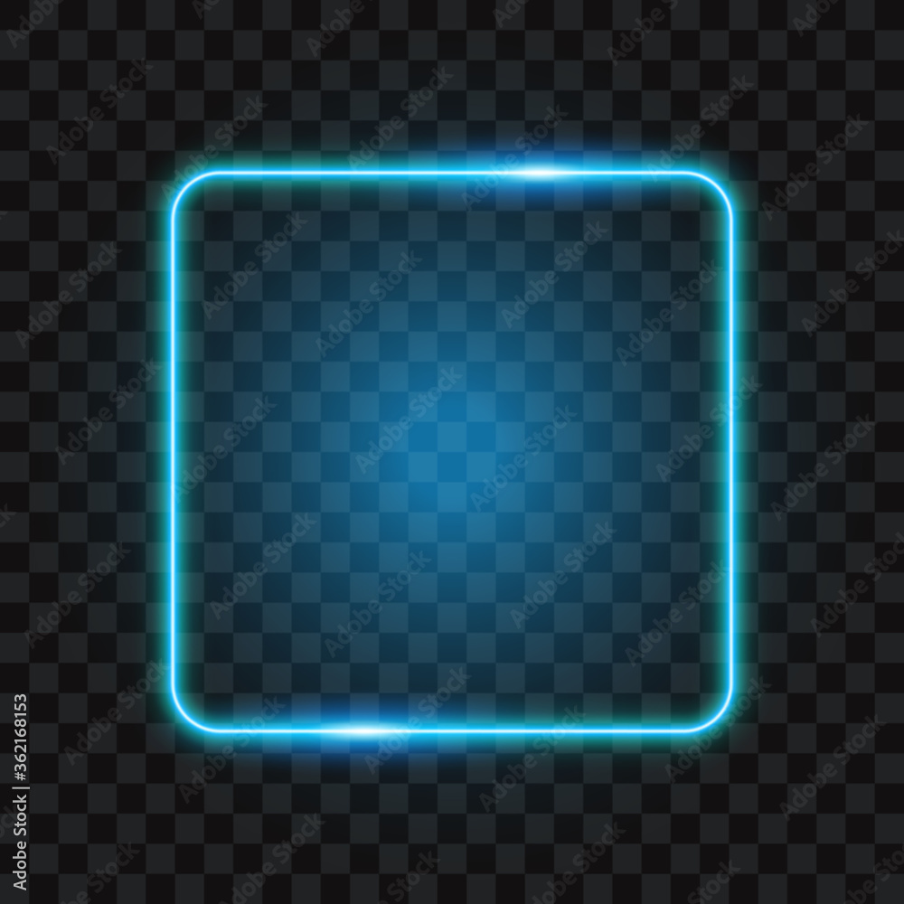 Neon square frame, isolated, vector illustration. Neon square frame, isolated, vector illustration.