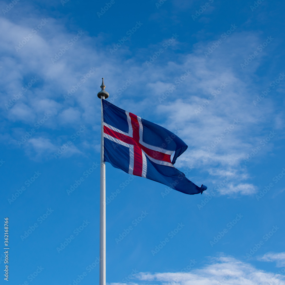 The Icelandic flag flying proud