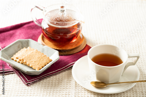 Tea time - black tea and biscuits
