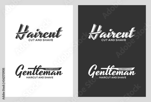 lettering design for barbershop, haircut, studio, hairstylist.