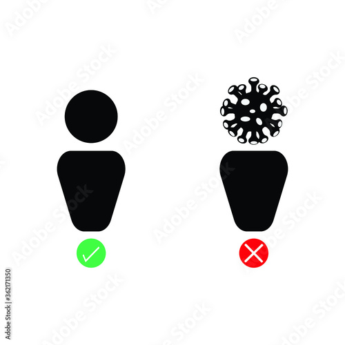 Infected people and normal people vector illustration of viruses.