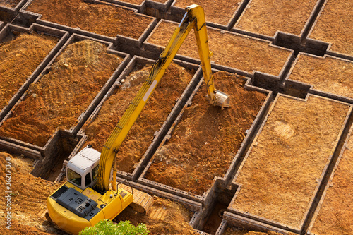 excavator is working at construction site