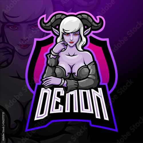 Demon girl esport logo mascot design