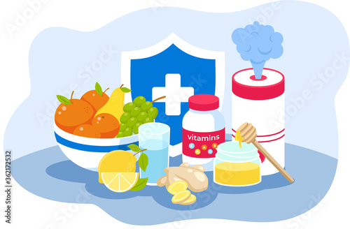 Vector illustration of a means to boost the immune system
