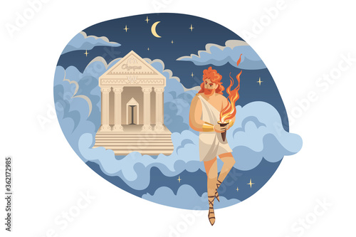 Mythology, Greece, Olympus, legend, religion concept.