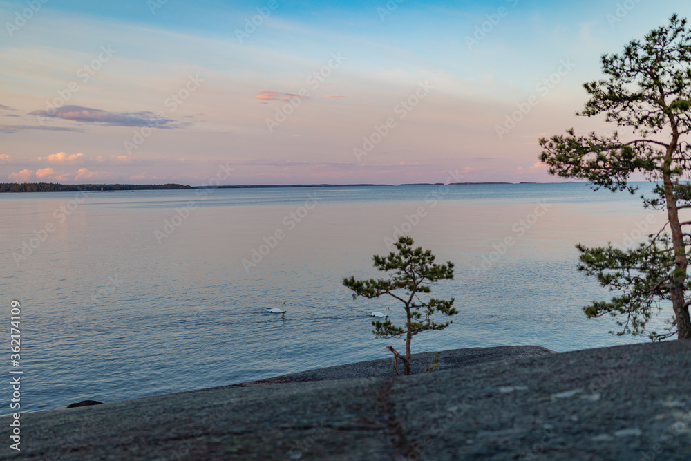 sunrise over the lake