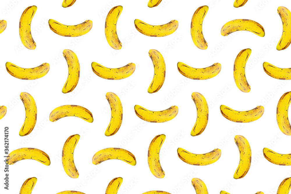 abstract bananas collage on white background