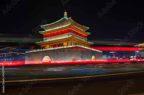 night view of chinese temple