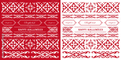 ハロウィンのフレーム素材、10月、アンティークな装飾、ビンテージな模様、植物のツタ