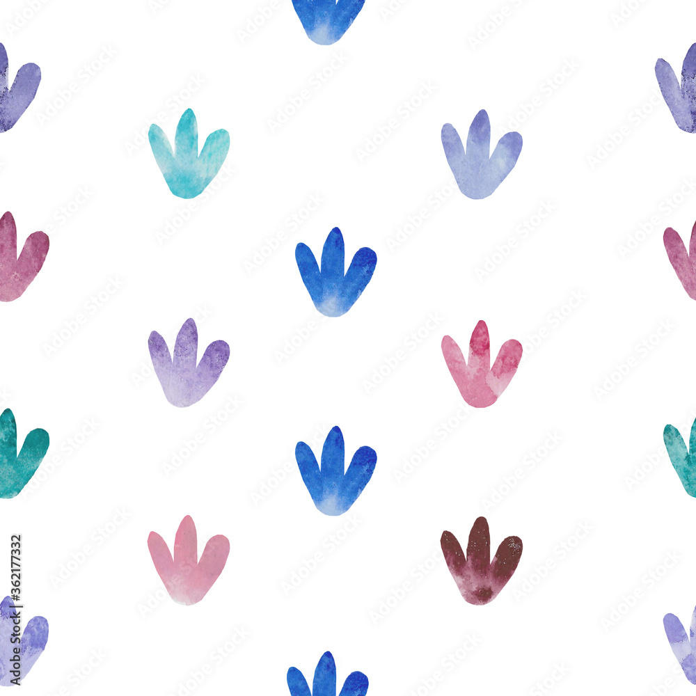 footprints or lilies watercolor pattern on a white background