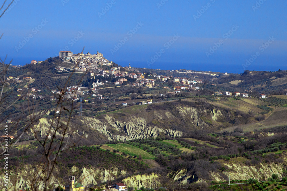 view of the village and the sea. Abruzzo