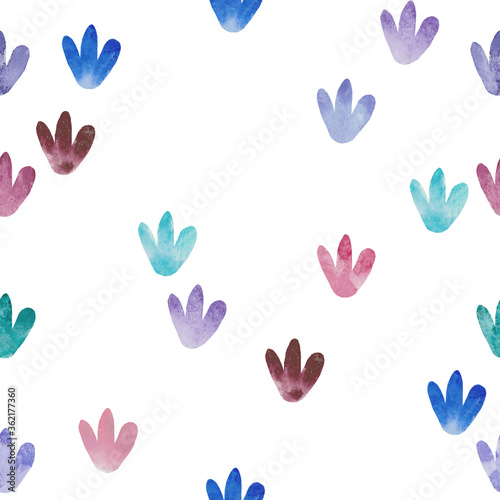 footprints or lilies watercolor pattern on a white background