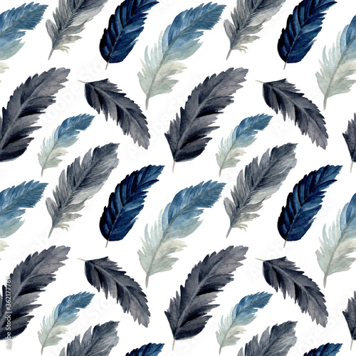 watercolor feather seamless pattern. feather pattern for background, wallpaper, fabric, fashion etc.