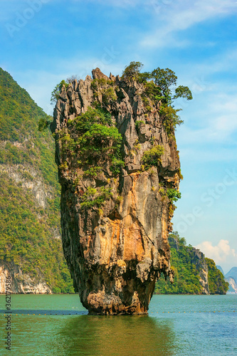 James Bond island near Phuket in Thailand. Famous landmark and famous travel destination.