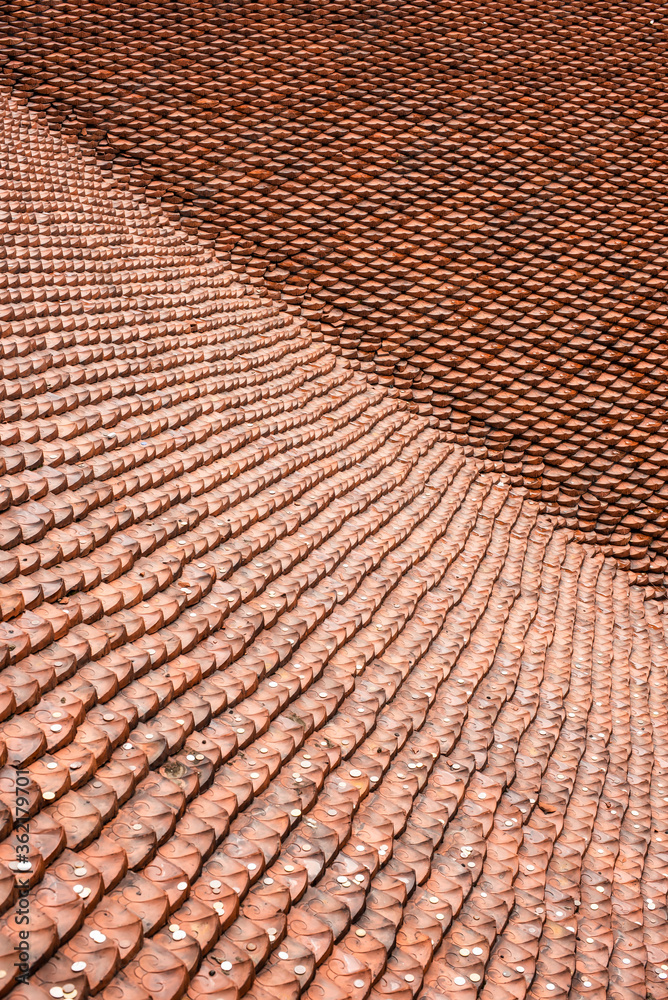 red roof tiles in a symmetrical pattern
