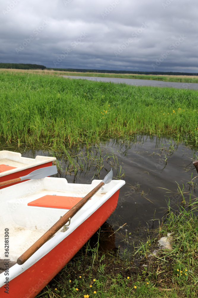 Details of boat on estuary of Lake Seliger Details of boat on estuary of Lake Seliger