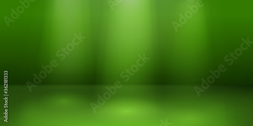 Empty studio background with soft lighting in green colors