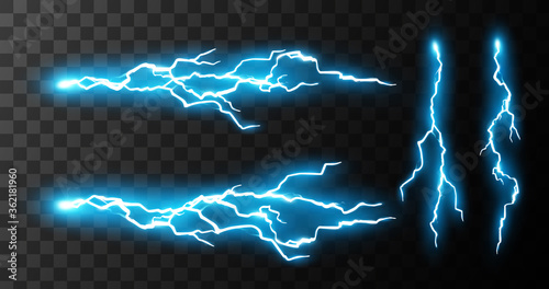 Electricity effect. Powerful charge lightning.