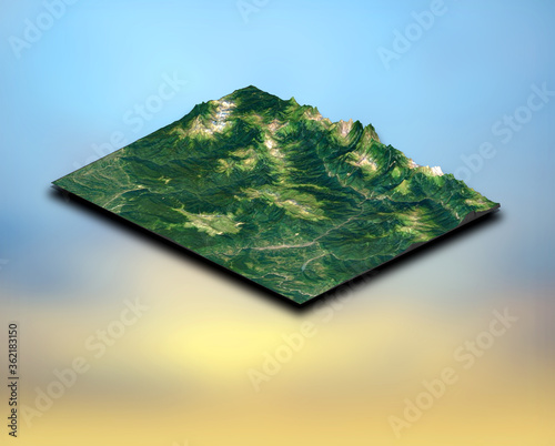 Photo 3D isometric landscape terrain