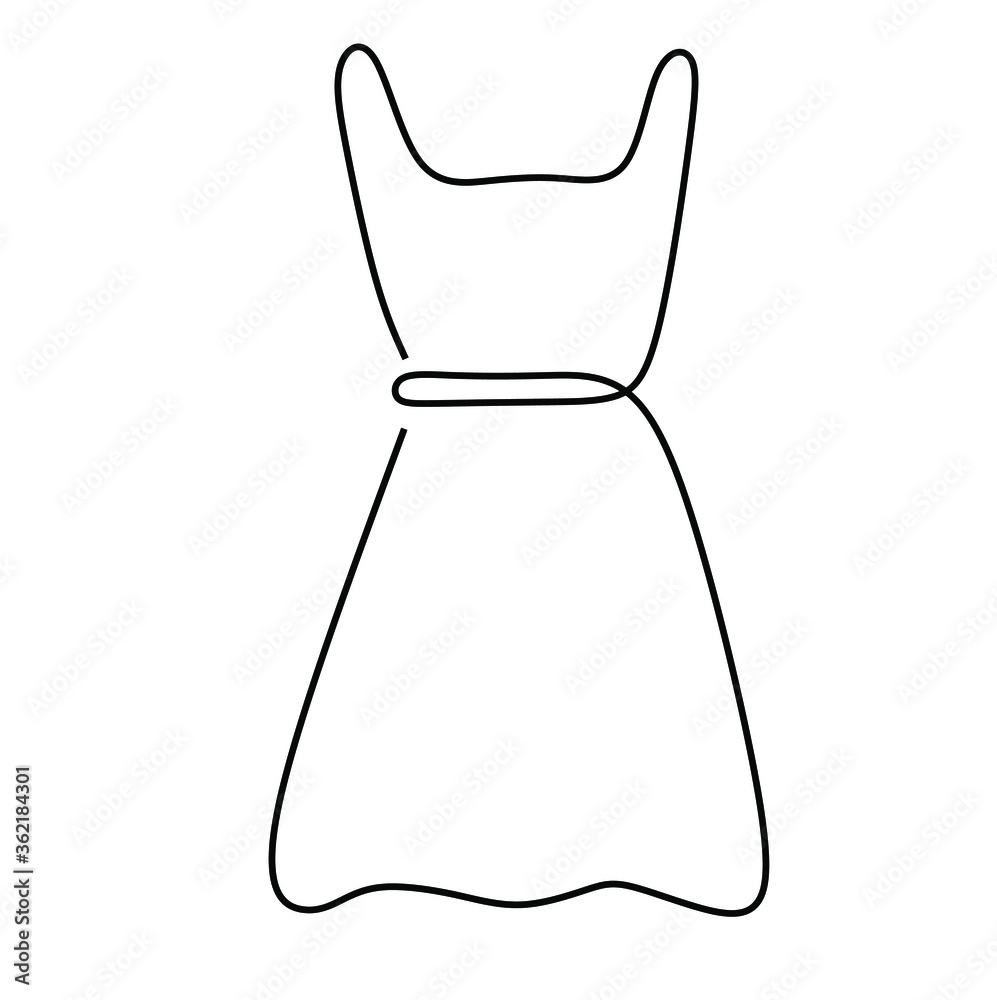 Continuous one line drawing of a dress - Vector illustration, symbol Continuous one line drawing of a dress - Vector illustration, symbol
