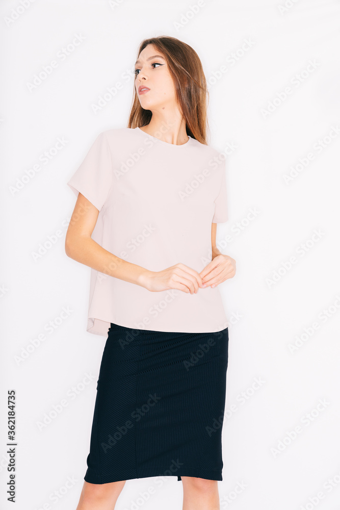 young woman in a dress, isolated on white. young woman in a dress, isolated on white.
