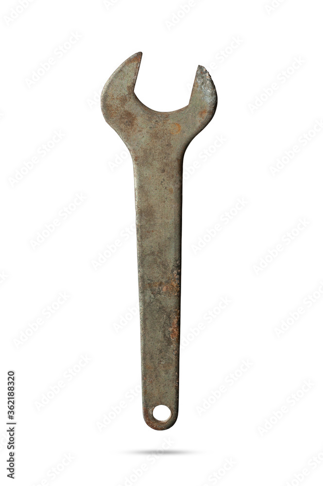 old rusty wrench isolated on a white background old rusty wrench isolated on a white background