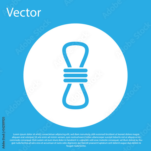 Blue Climber rope icon isolated on blue background. Extreme sport. Sport equipment. White circle button. Vector Illustration