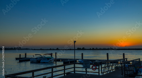 Sunrise seen from the boat dock in the delta