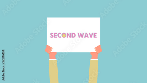 Defense concept of the second and third wave outbreak, second wave alphabet and coronavirus covid-19 on boxing board, Relaxing pastel colors, vector illustration for graphic design, website or banner