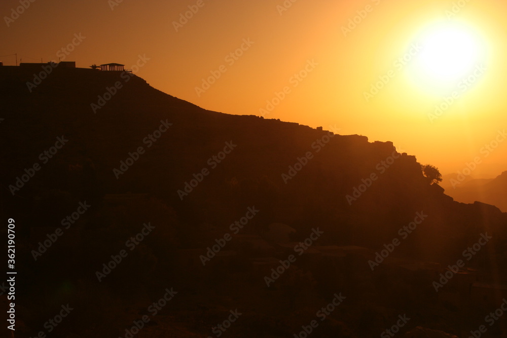 Golden sunset in the countryside of Jordan