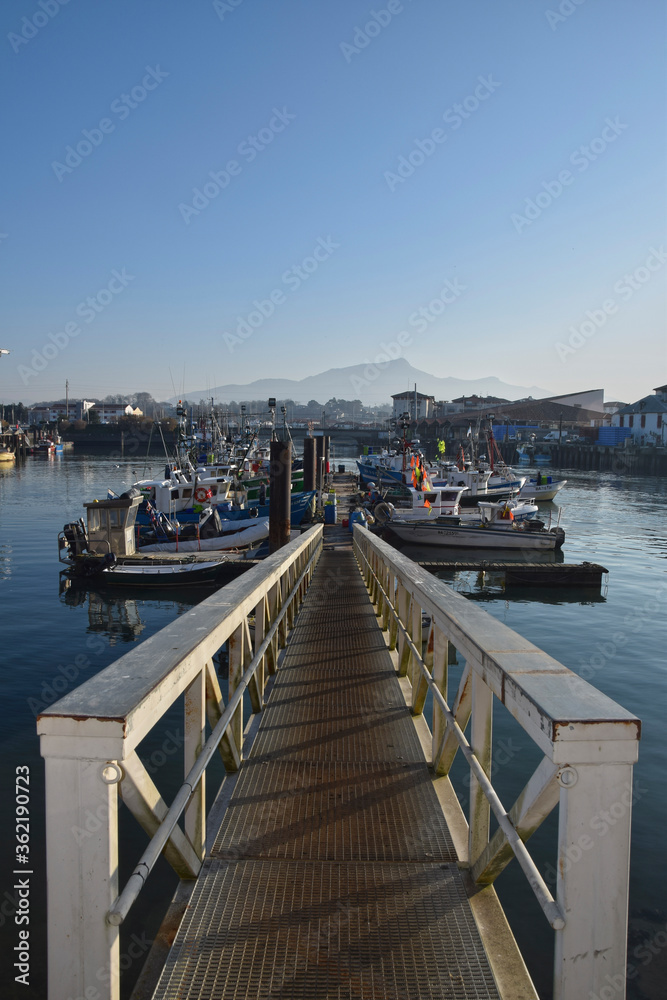 Muelle con barcas en el puerto de Hendaya 