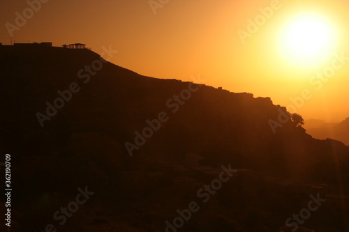 Golden sunset in the countryside of Jordan