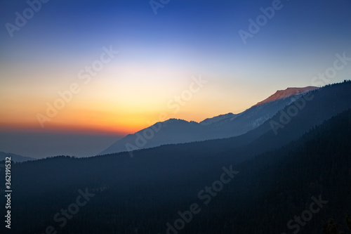 A picturesque view of Himalayan Mountains at dusk near Gulmarg