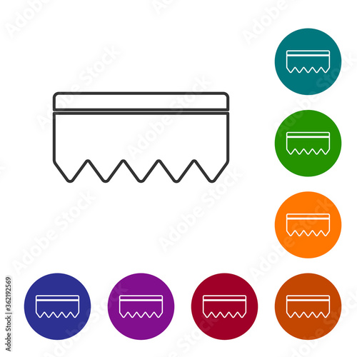 Black line Sponge with bubbles icon isolated on white background. Wisp of bast for washing dishes. Cleaning service logo. Set icons in color circle buttons. Vector Illustration.