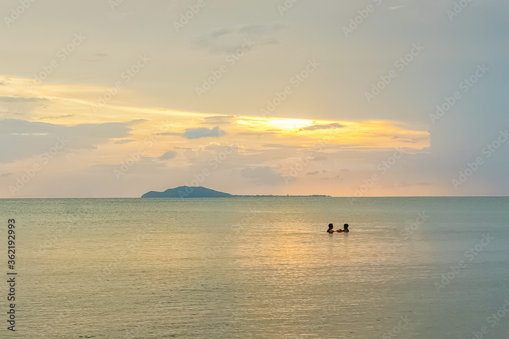 Amazing sunset view on South China sea at Sanya, Hainan, China