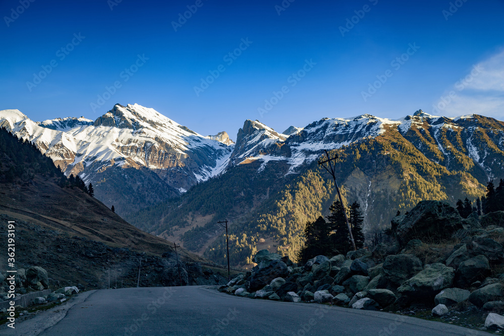 A road leading through Himalayan Mountains to Sonmarg