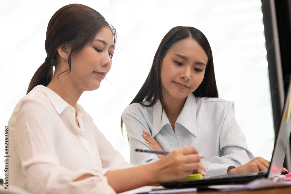 Asian business man and women meeting and talk about job in office. Asian business man and women meeting and talk about job in office.