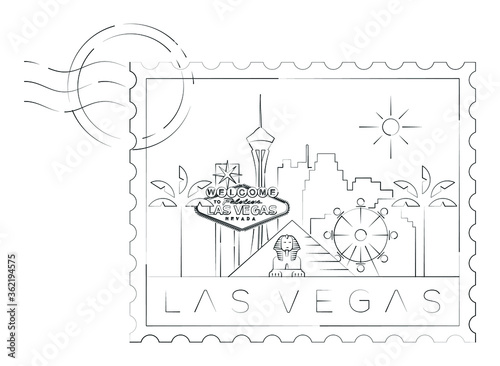 Las Vegas stamp minimal linear vector illustration and typography design, Nevada, Usa 
