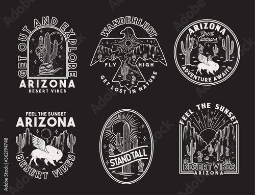 Set of vector Arizona desert badges.