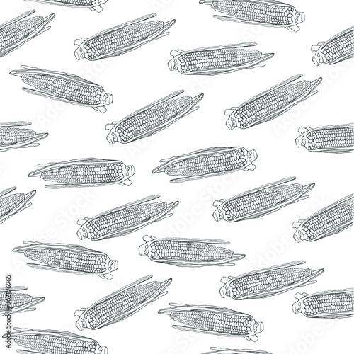 Corn vector seamless pattern. Repeat corn on the Cob. Wallpapers corn. Background from corn