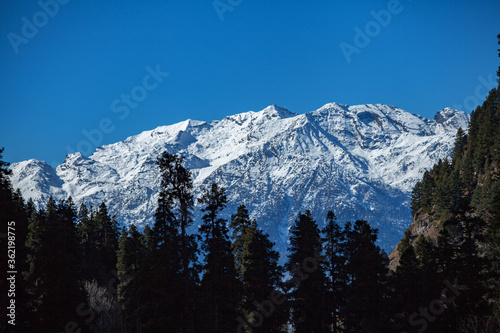 Snow Covered Mountain View from Pahalgam, Kashmir, India
