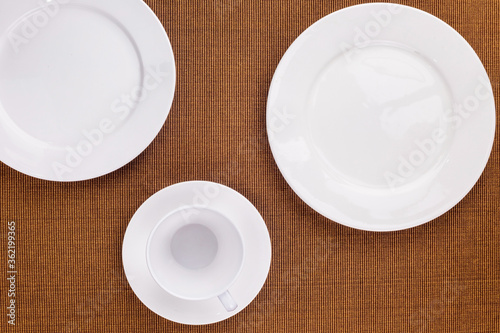 Empty white plate and kitchenware