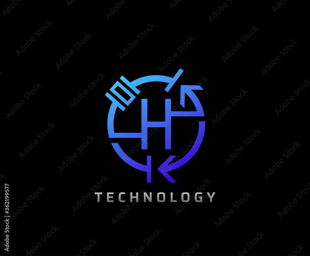 Electric H Letter Icon Design With Circle Shape and Electrical Engineering Component Symbol. Electric H Letter Icon Design With Circle Shape and Electrical Engineering Component Symbol.