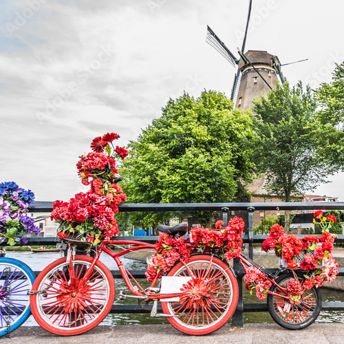 Photography Bicycles very decorated with flowers, Amsterdam