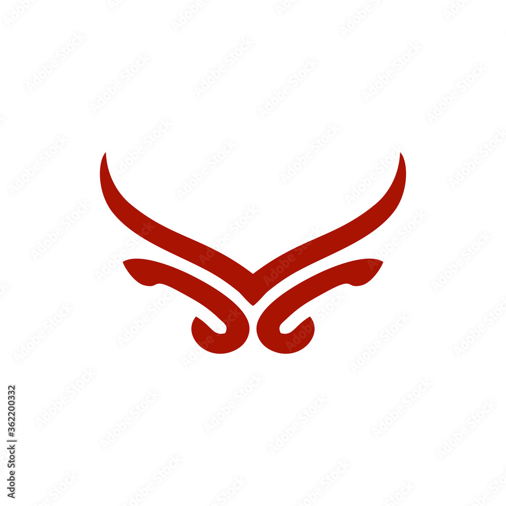 Vector logo of a red bull head symbol of minimalist style design Vector logo of a red bull head symbol of minimalist style design