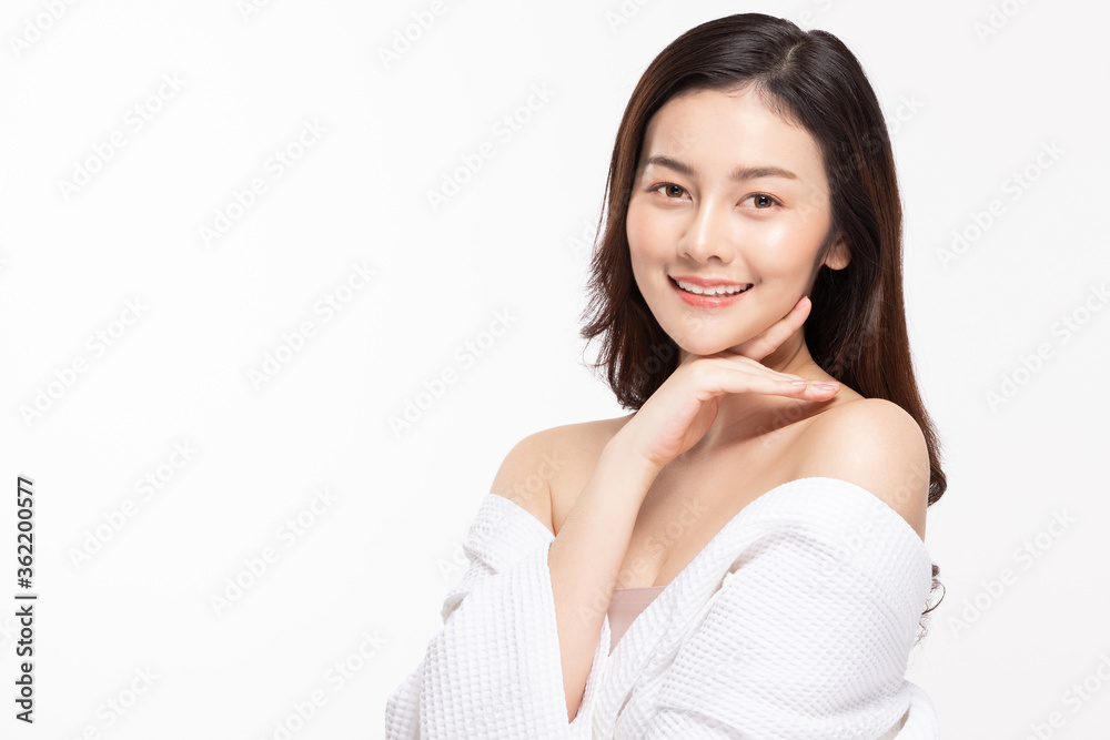 Beauty asian women touching soft chinskin close up face beauty . Beauty asian women touching soft chinskin close up face beauty .