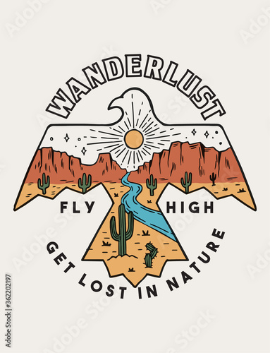 Desert theme vector artwork for t-shirts prints, posters and other uses.
