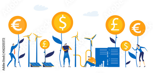 Business people growing money, making a good investments and positive financial progress